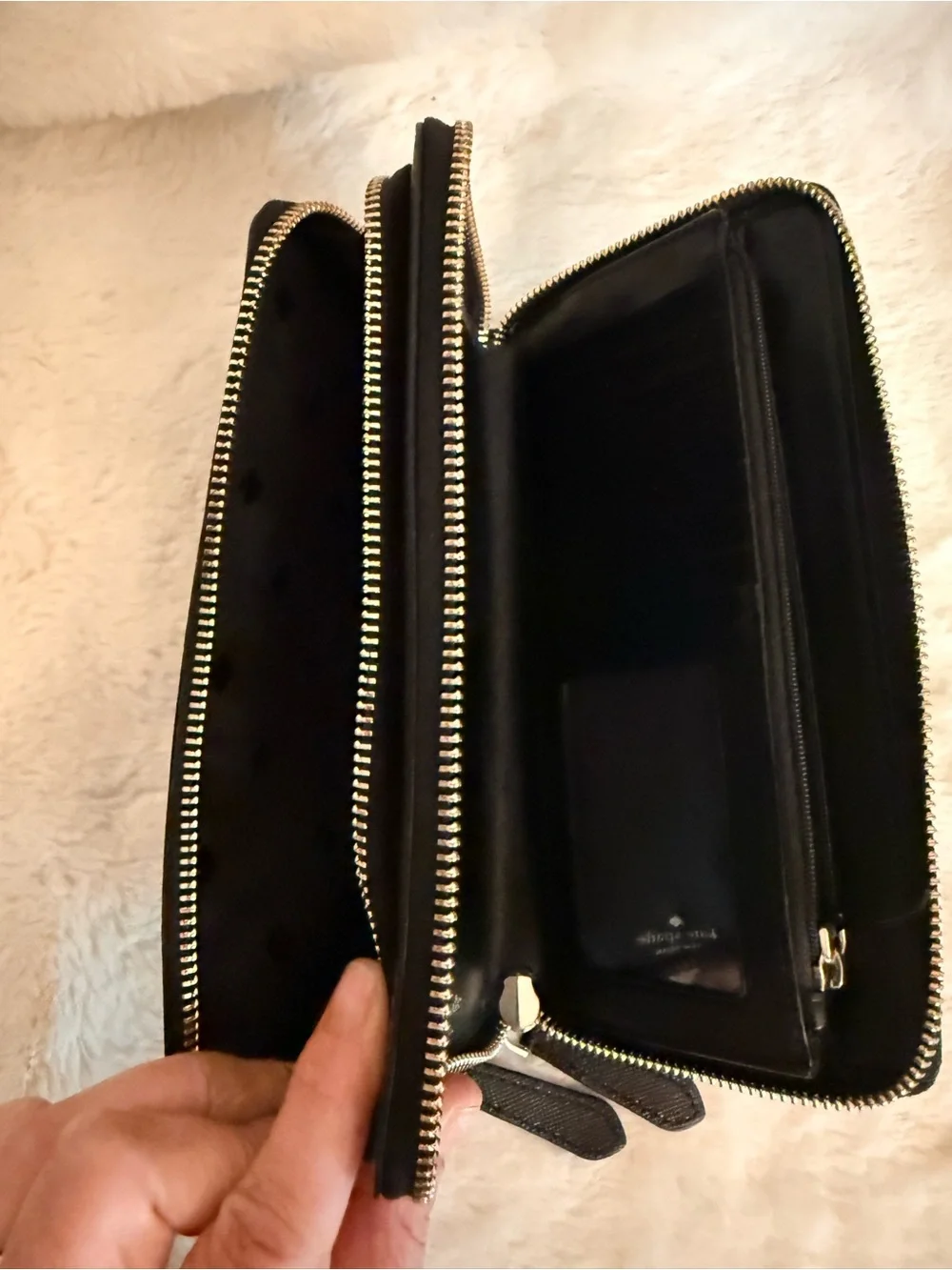 Authentic Kate Spade New York Black Leather Hobo Bag with Zip Wallet